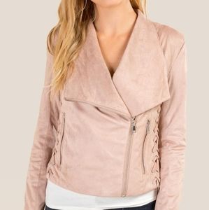 PEYTON FAUX SUEDE MOTO JACKET